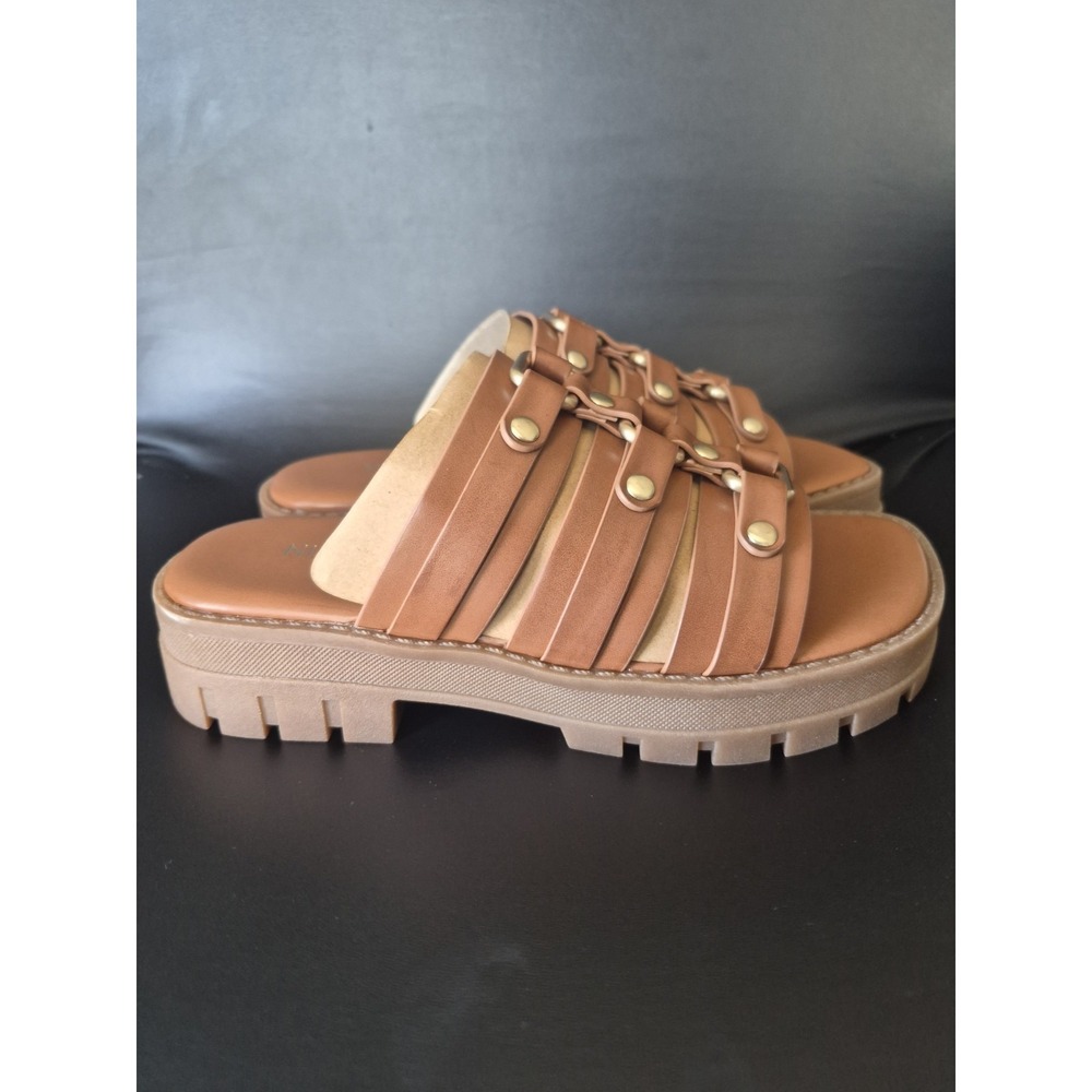 Nine West Women's Brown Lug Sole Slide Platform Chunky Heel Size 5M /3.5Y Girls - Picture 2 of 5